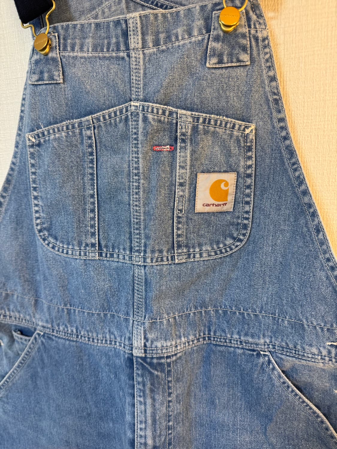 [32x32] 칼하트wip 연청 오버올 멜빵바지 상품이미지3