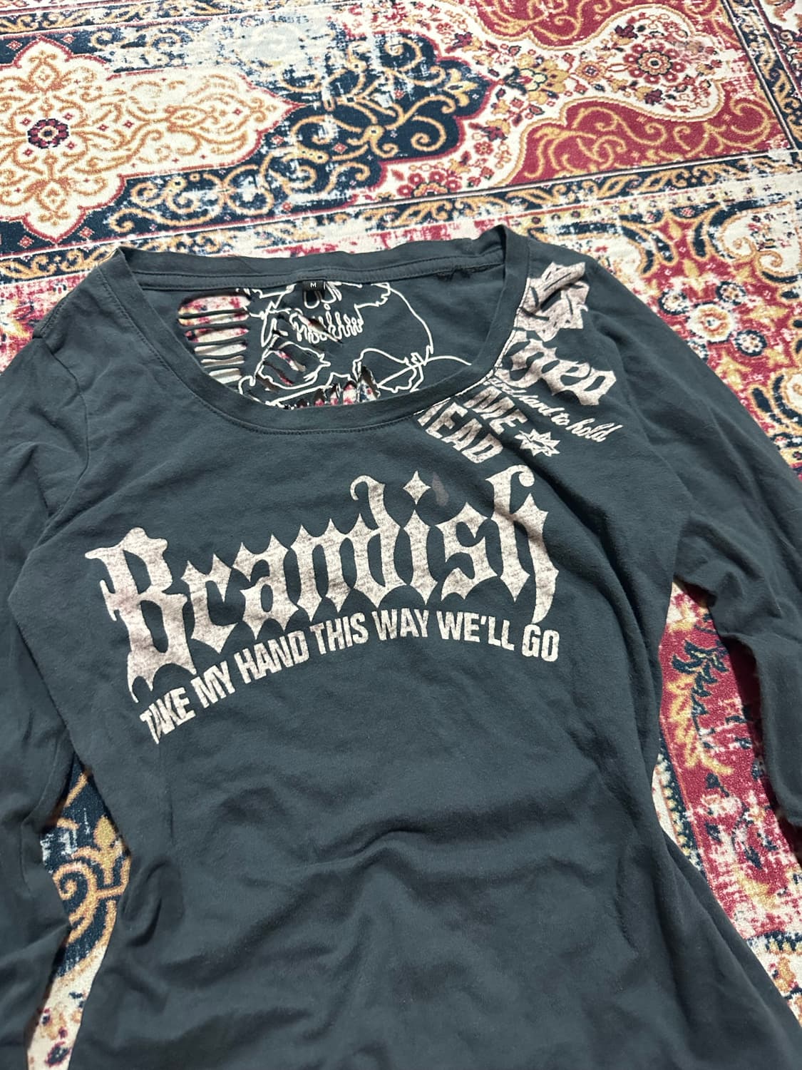 갸루 펑크 스컬 트임 딱붙탑 상품이미지3