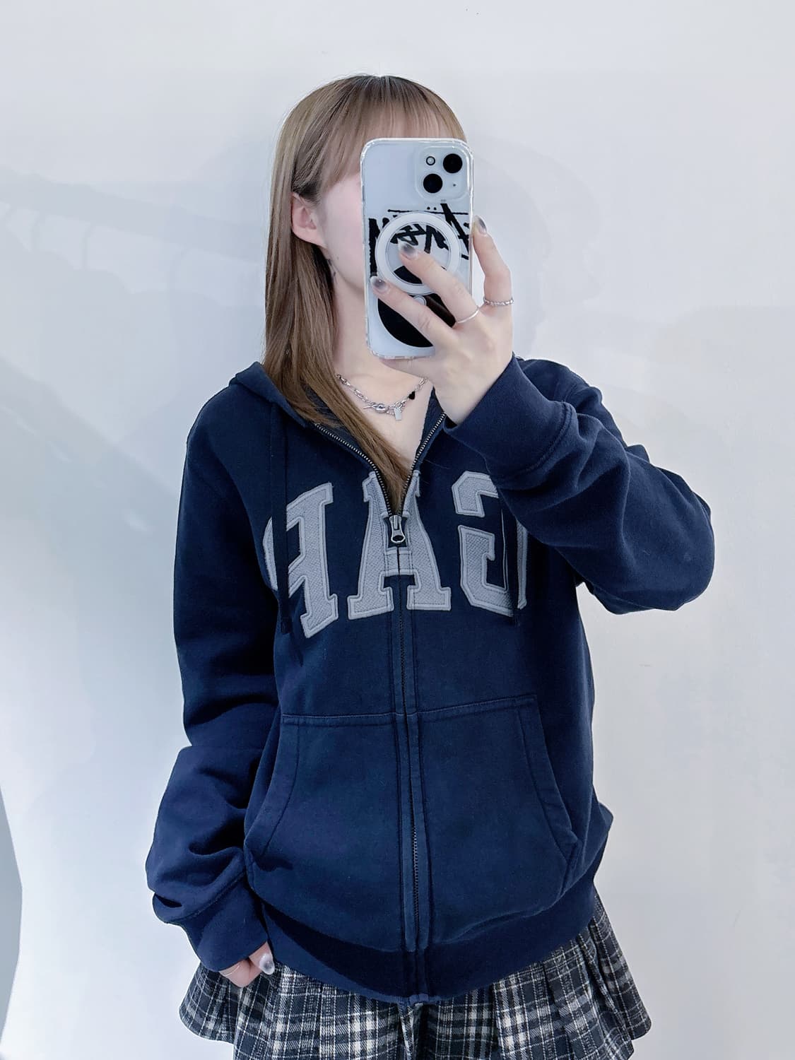 갭 네이비 빅로고 후드집업 상품이미지1