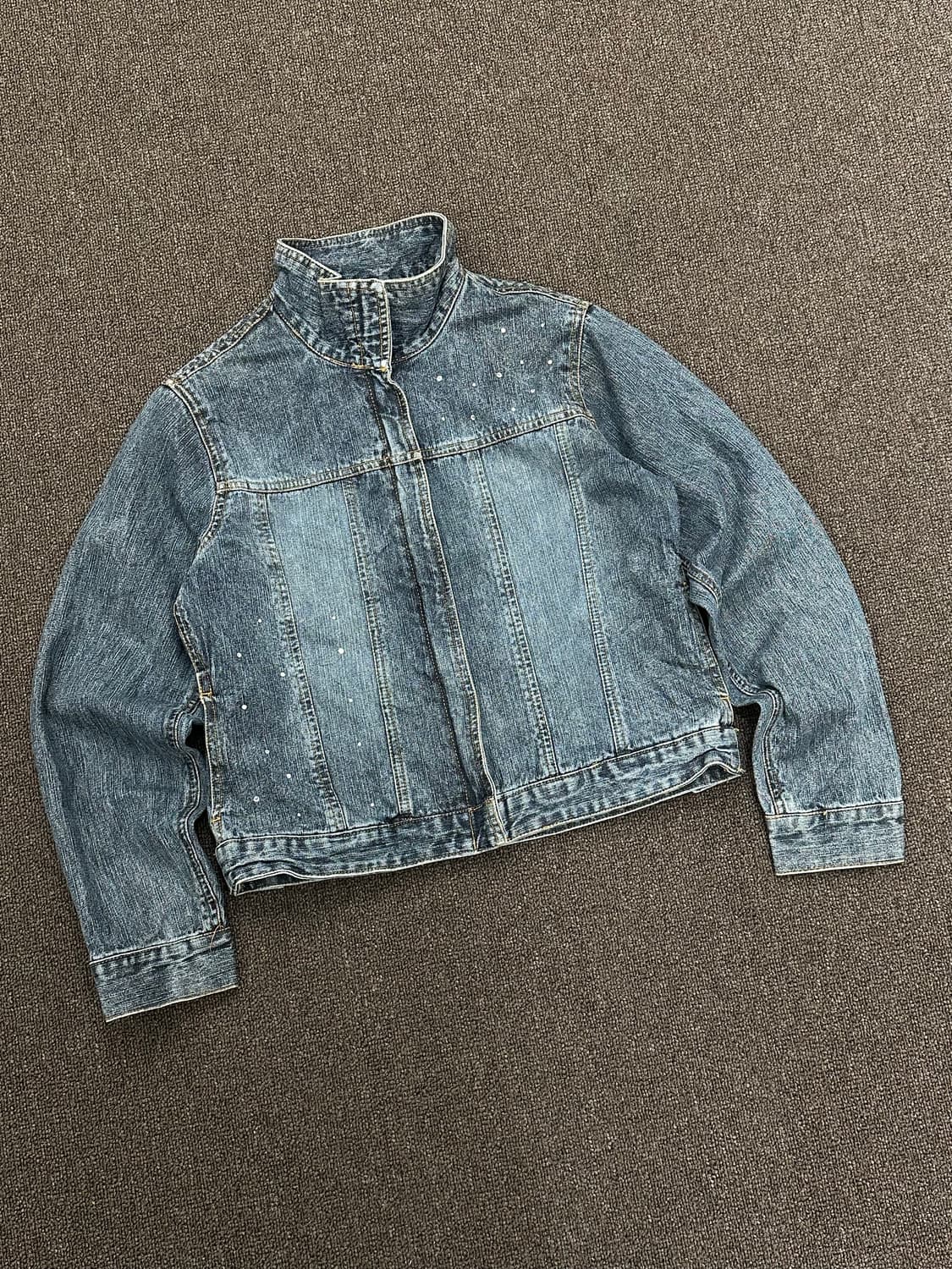 L)Avarice 빈티지 여성 비즈 디테일 데님 집업 자켓 상품이미지1