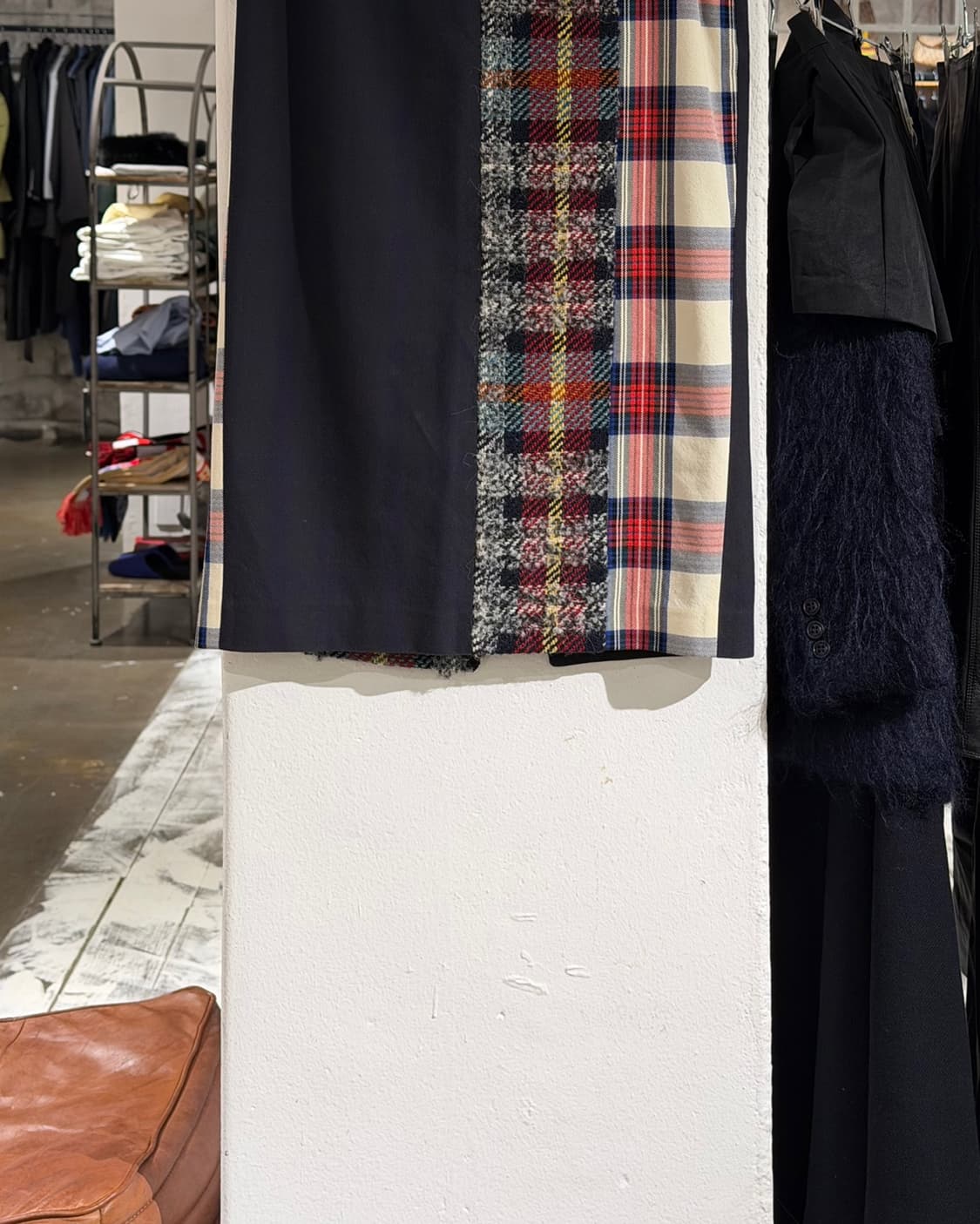 아크네스튜디오 네이비 체크 패치워크 스커트 상품이미지5