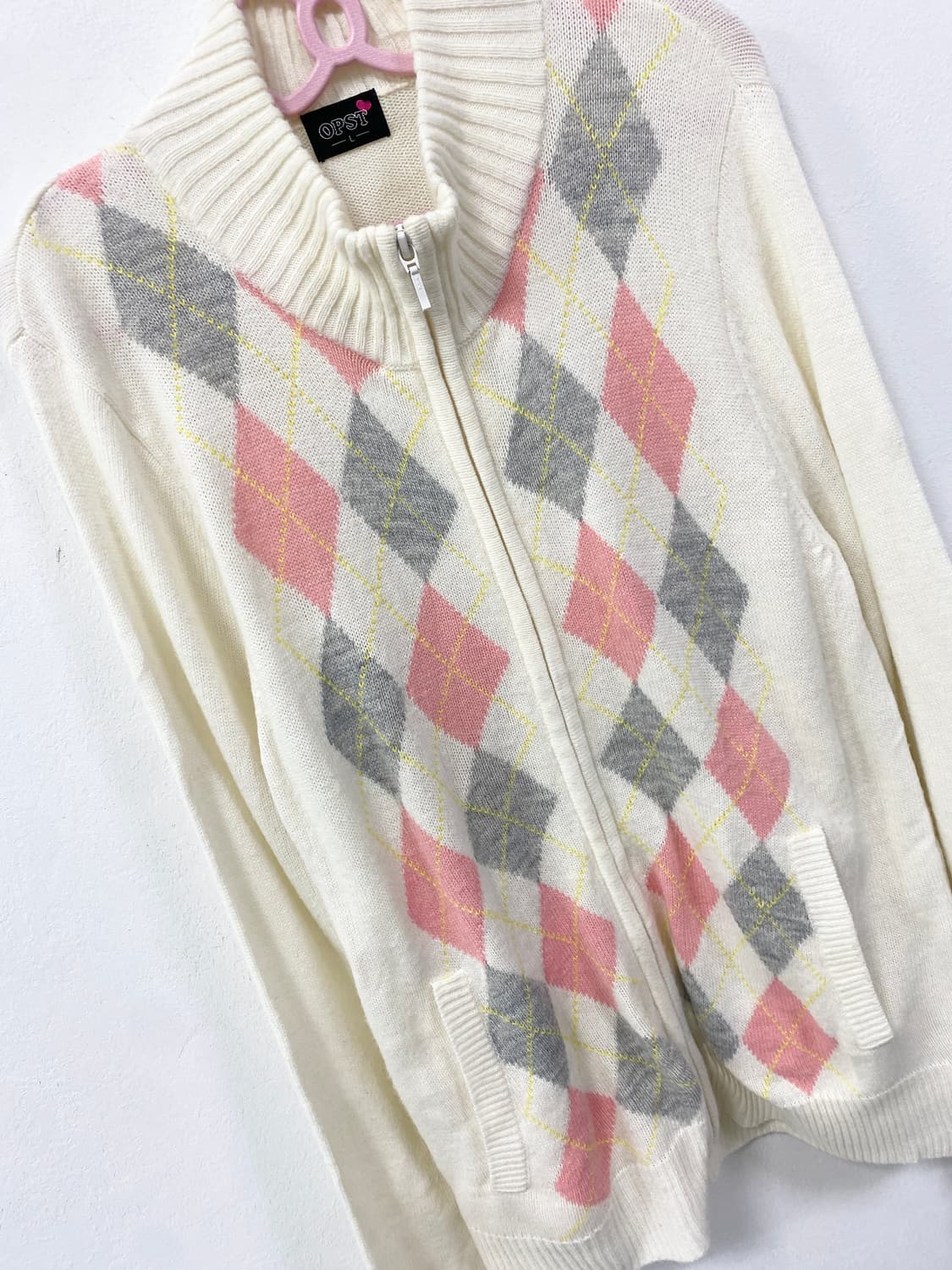 [OPST] 로걀 핑크 그레이 로걀 니트 집업 상품이미지6