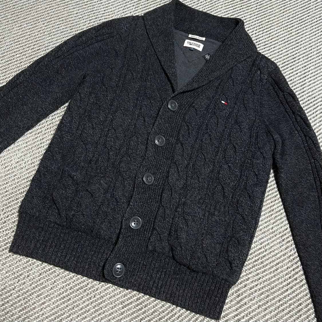 [S] Tommy 타미힐피거 다크그레이 숄카라 니트 가디건 상품이미지2