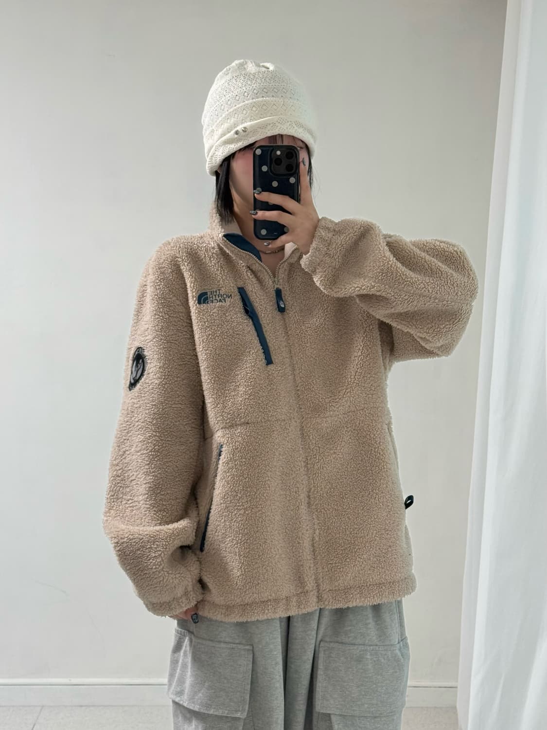 노스페이스 베이지 플리스 집업 상품이미지1