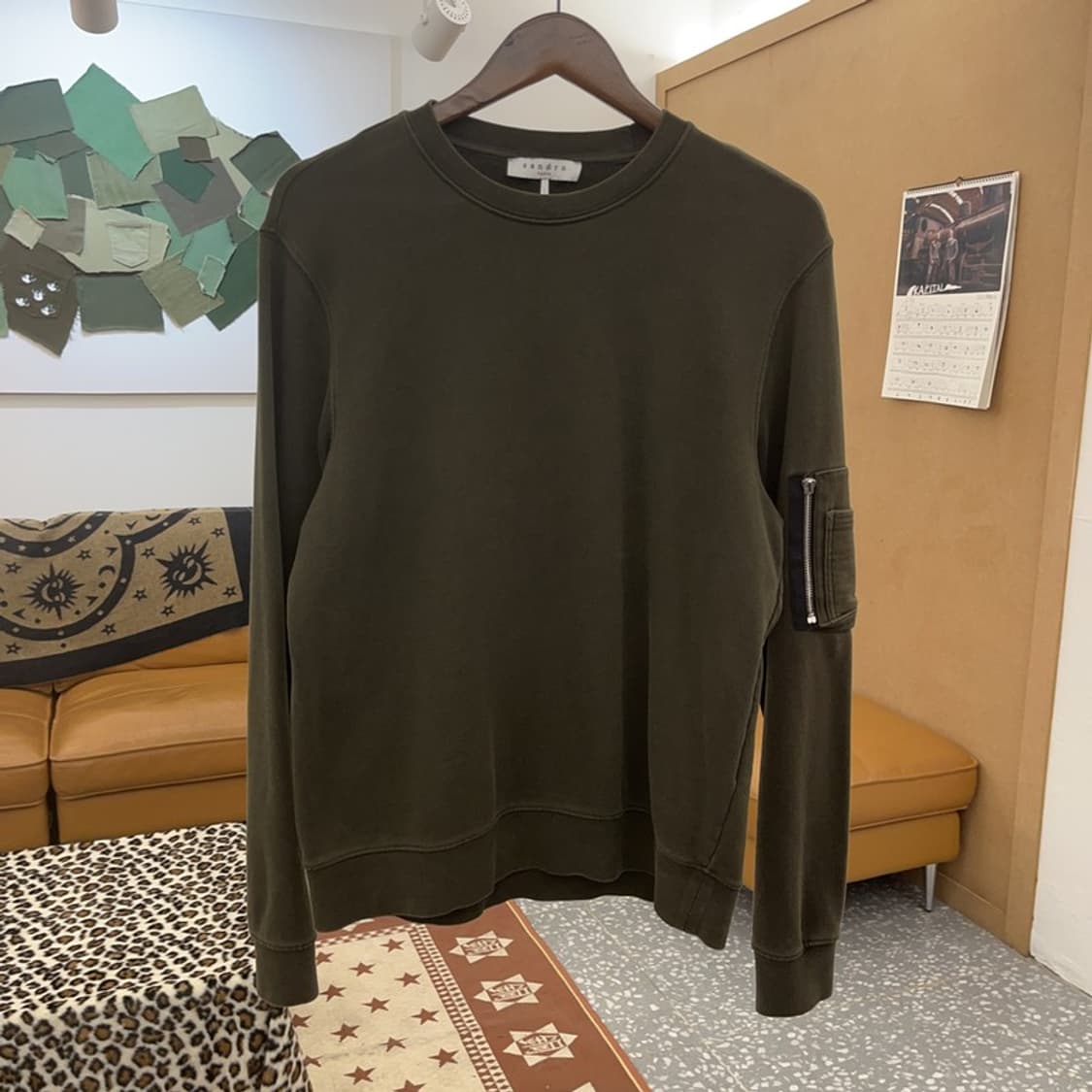 산드로 옴므 MA-1 빈티지 스트릿 말차카키 맨투맨 95 C09691 상품이미지3