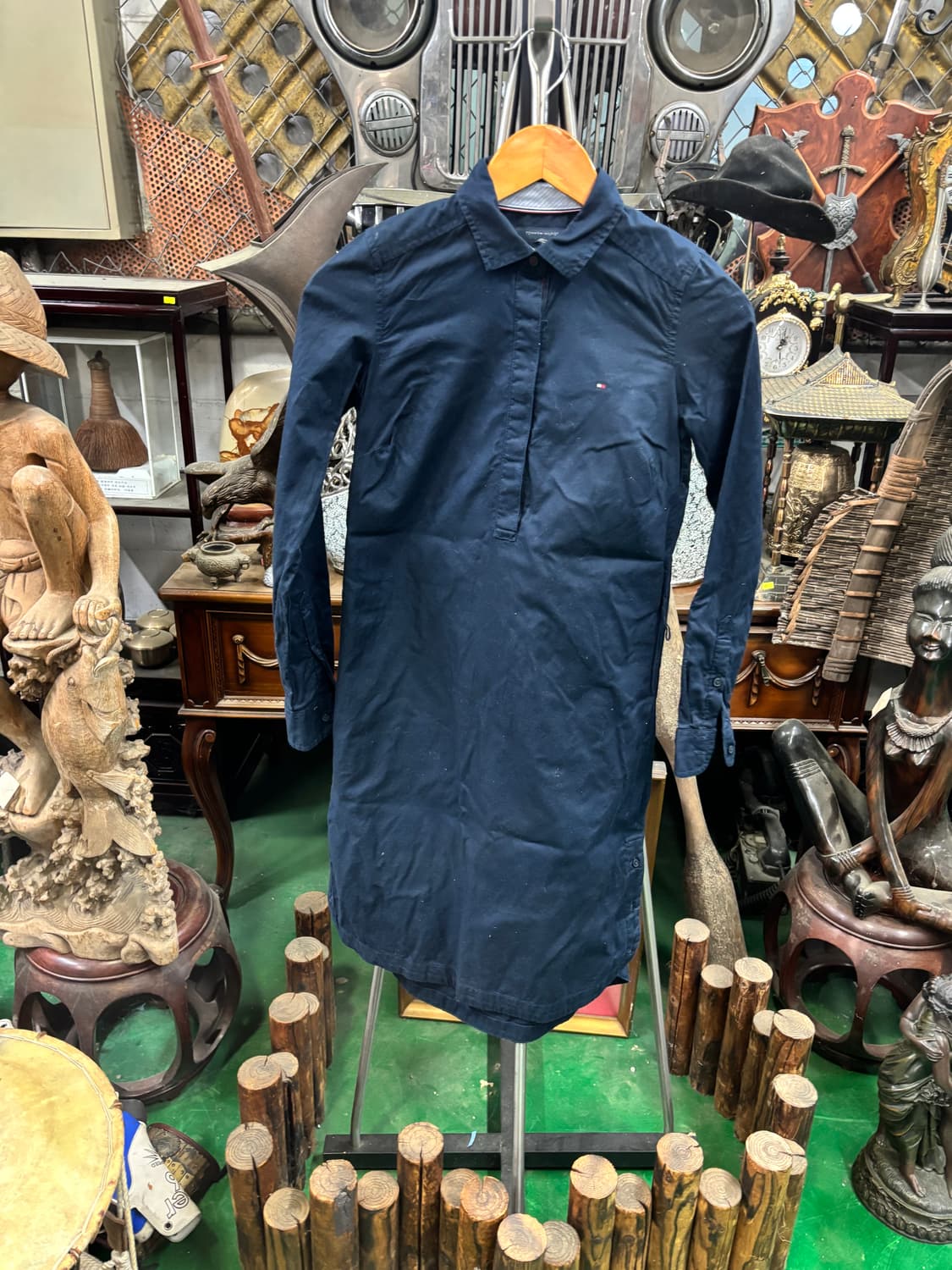 타미힐피거(Tommy Hilfiger)네이비 미디 셔츠 원피스 상품이미지1