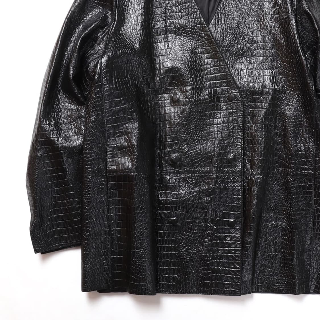 Toteme Black Croc Embossed Leather Jacke 상품이미지3