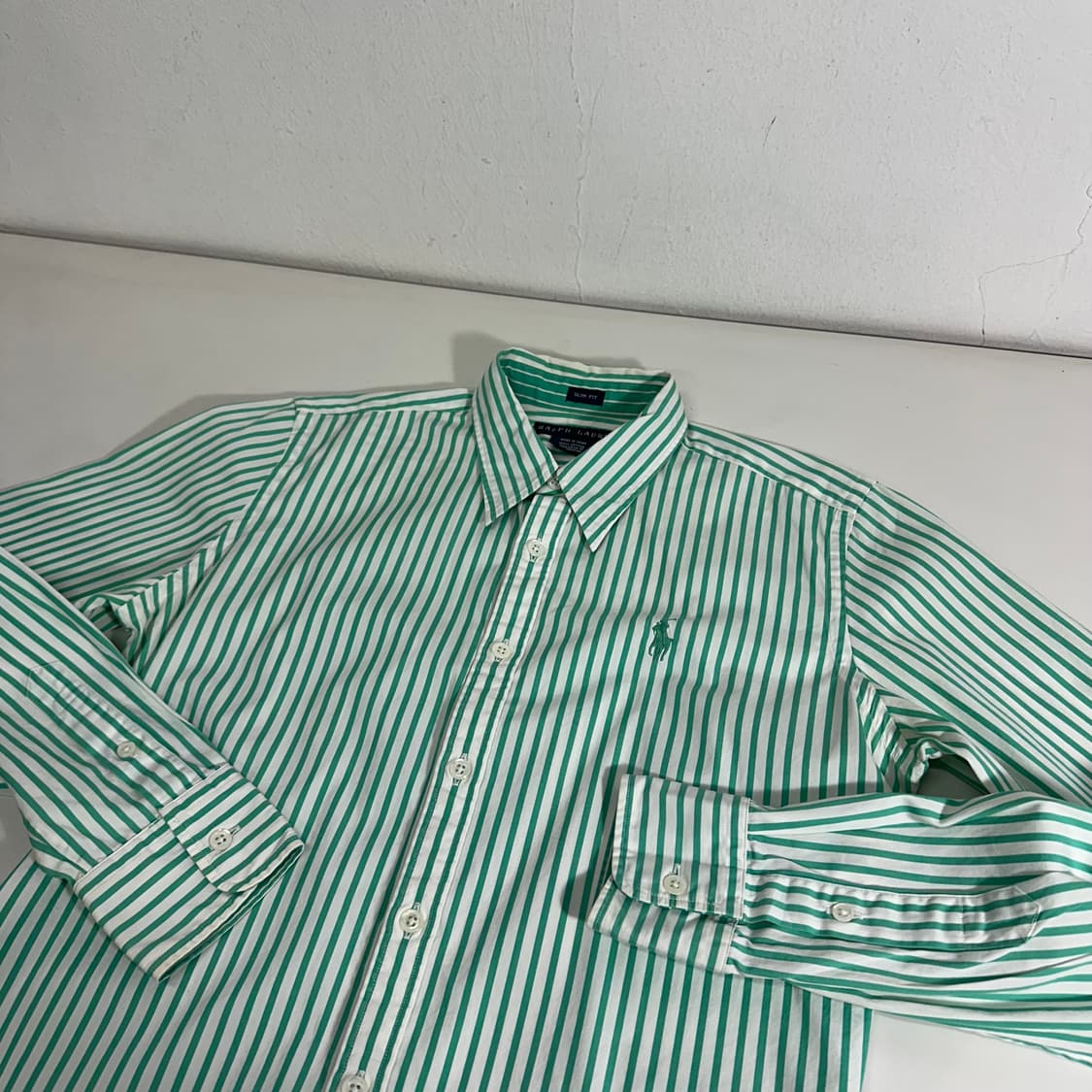 우먼S-M 폴로 랄프로렌 민트 스트라이프 셔츠 상품이미지1