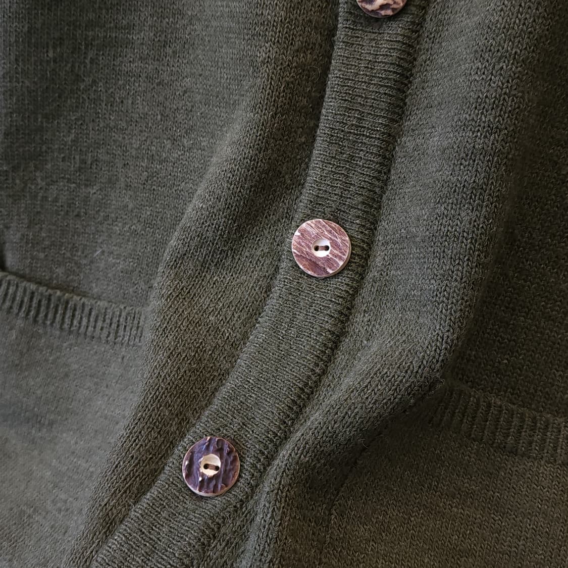 90s 프렌치 울 가디건 유럽 헤비울 스웨터 버튼 가디건 그린 L 상품이미지7