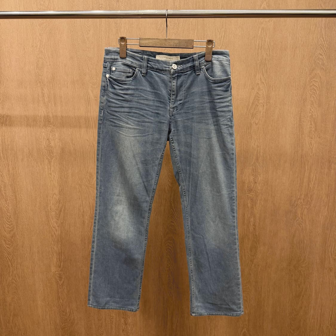 캘빈 클라인 진스 데님 팬츠 워싱 5포켓 버튼업 슬림 스트레이트핏 그레이 상품이미지2