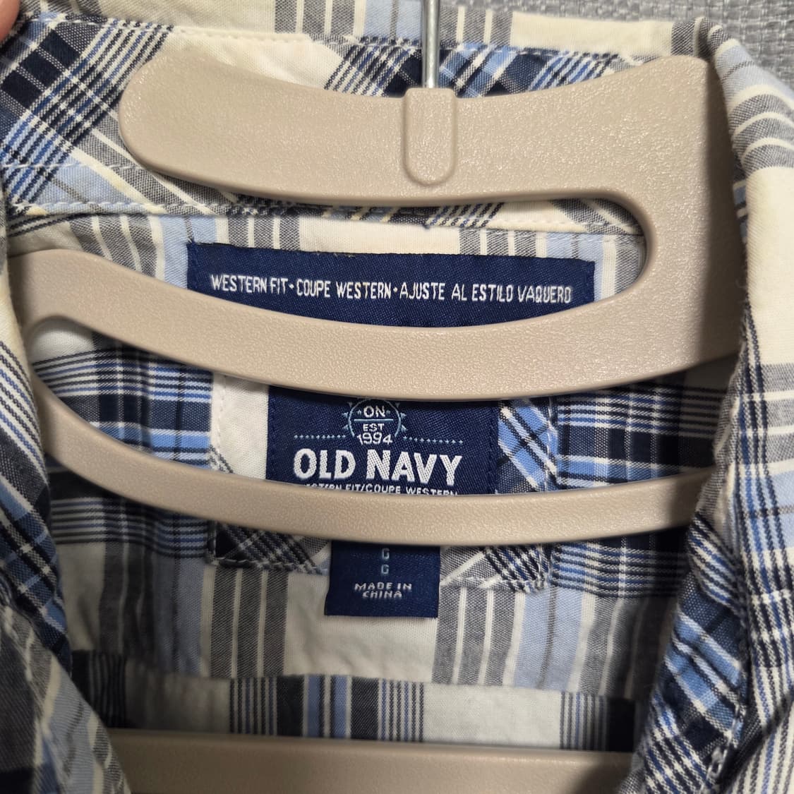 Old Navy 웨스턴 반팔 체크 셔츠 L-XL(100-105) 상품이미지3