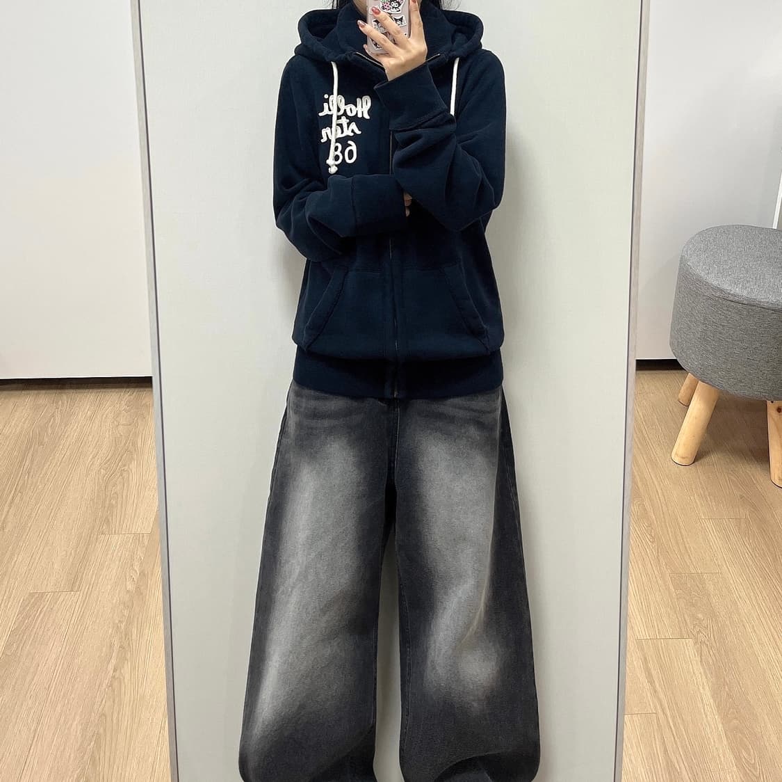 홀리스터 자수로고 네이비 후드집업 상품이미지1