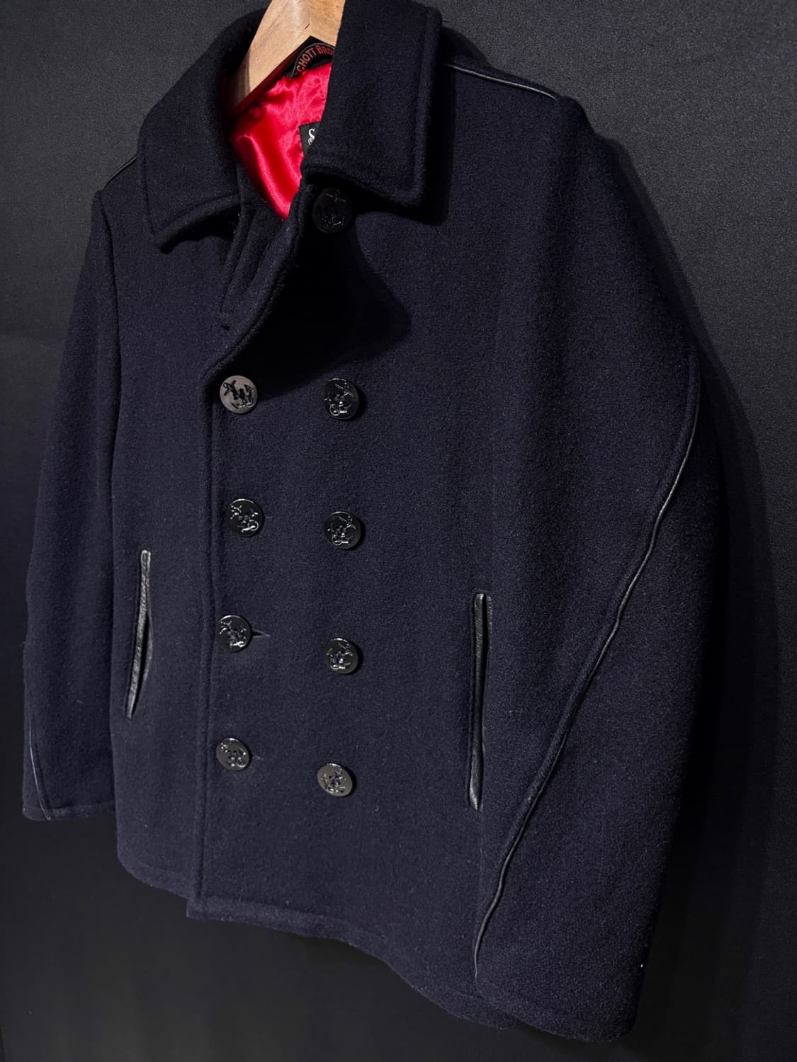 Schott 가죽 울 피코트 상품이미지8