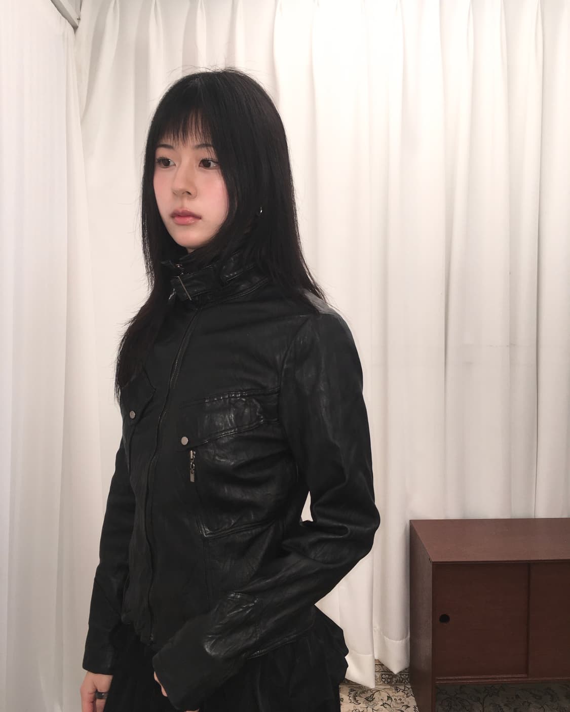 블랙 램스킨 가죽자켓 상품이미지2