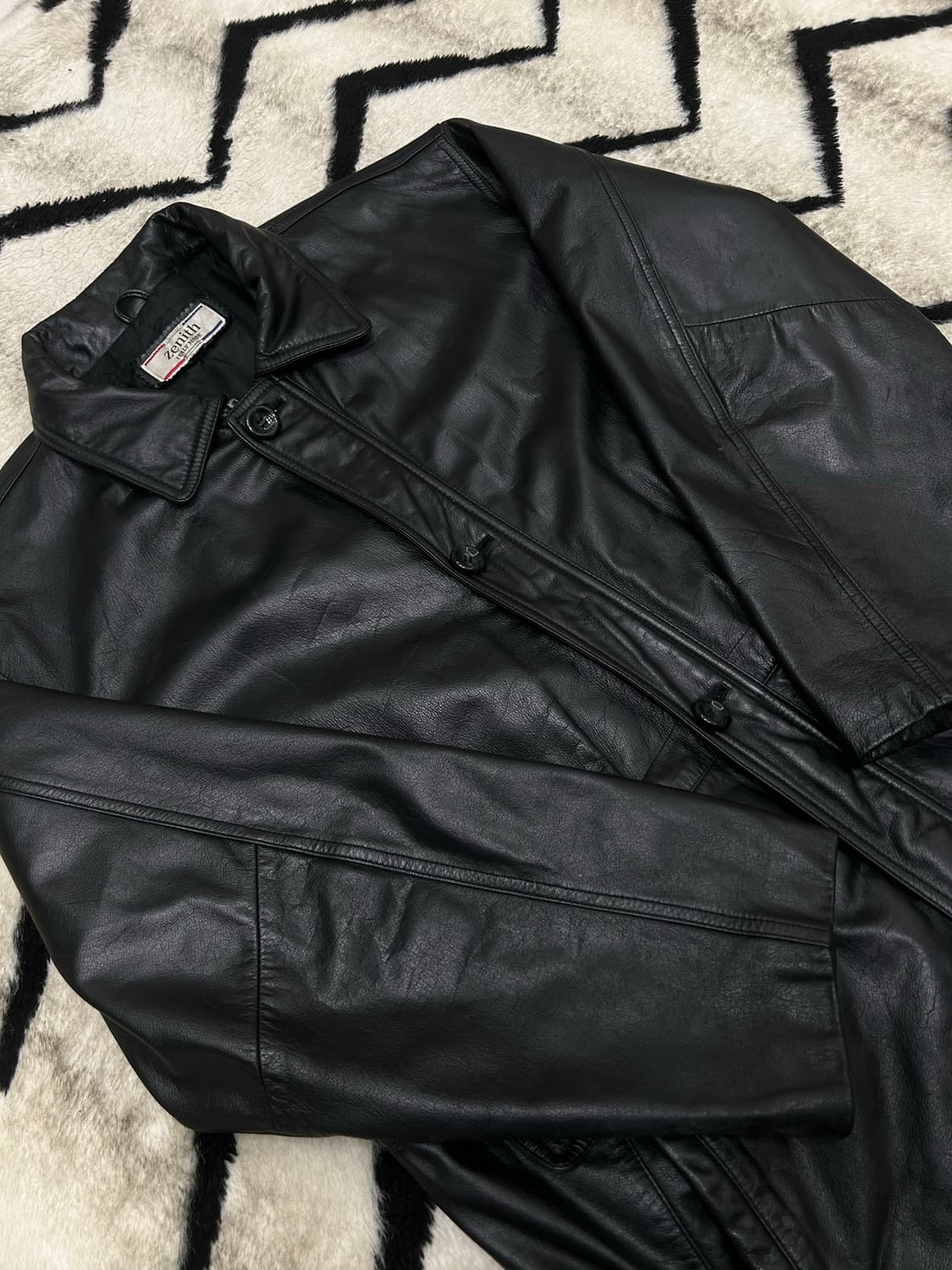 [L]Zenith 빈티지 천연양가줏 사파리 자켓/블랙 상품이미지1