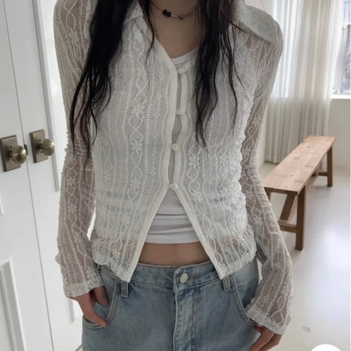 새상품) 옵텐소 ript lace layered shirt 상품이미지2