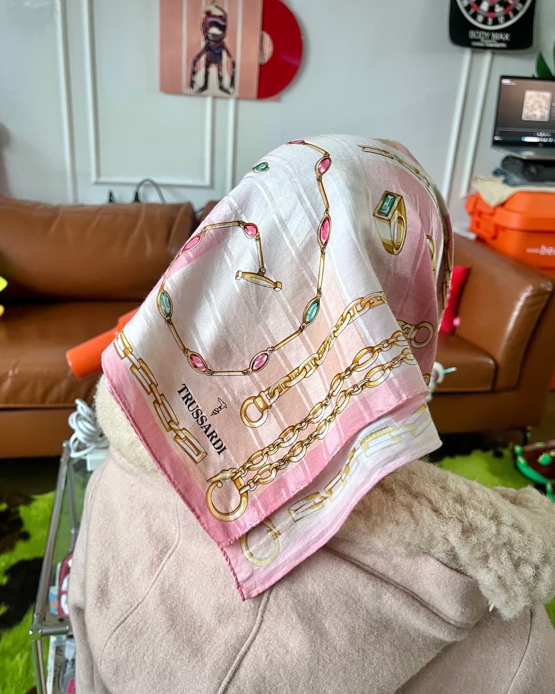 1980-90s TRUSSARDI Italian Silk Scarf 상품이미지3