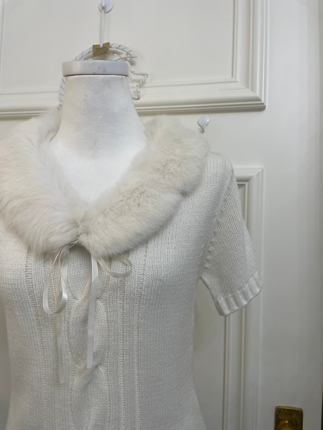 white fur bow winter sweater top 상품이미지6