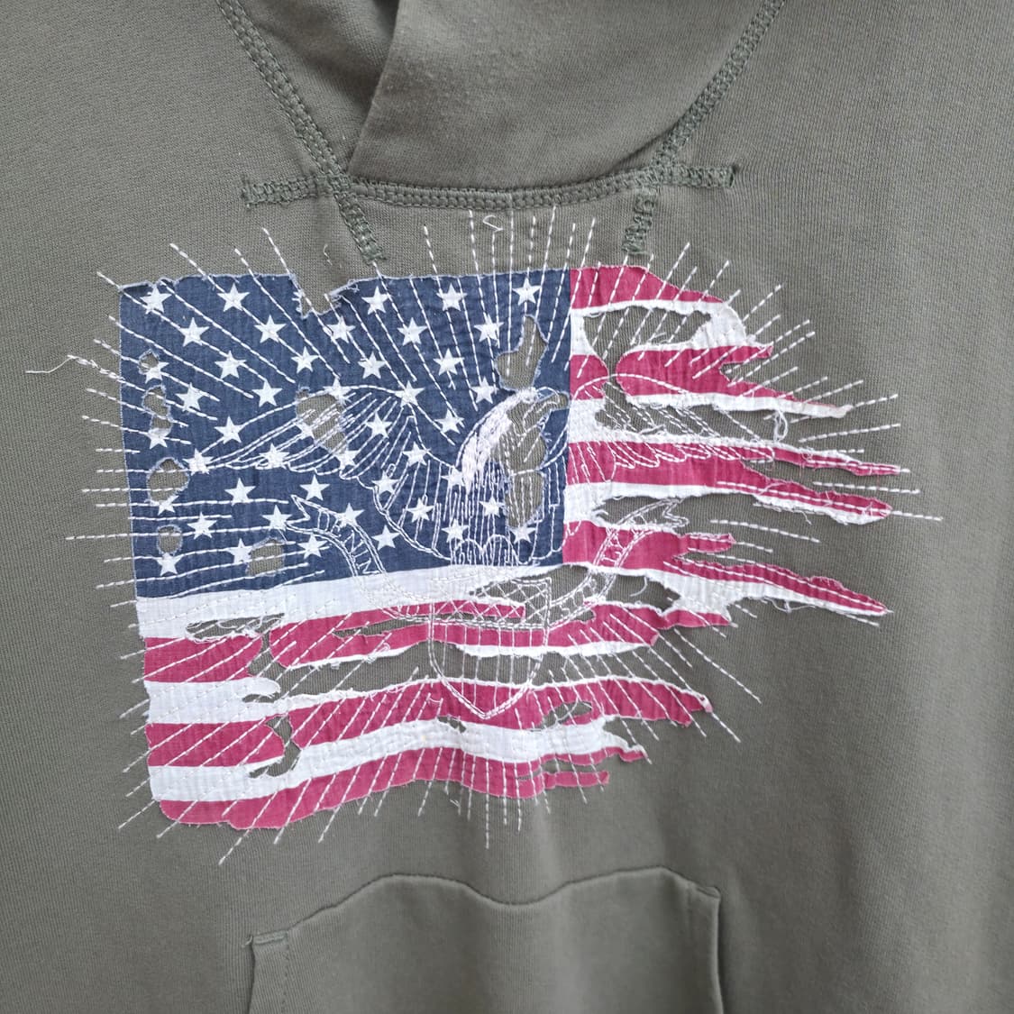 [L] 폴로 데님앤서플라이 성조기 후드티 카키 상품이미지4