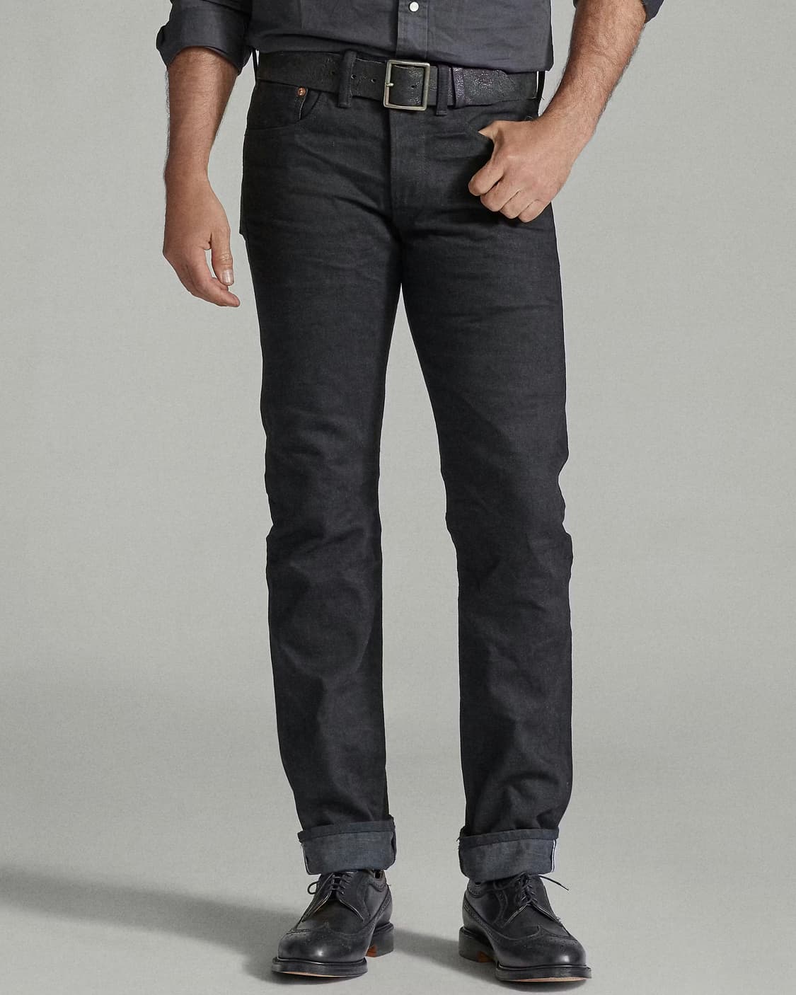 [30X30] RRL 슬림핏 셀비지 데님 블랙 상품이미지1