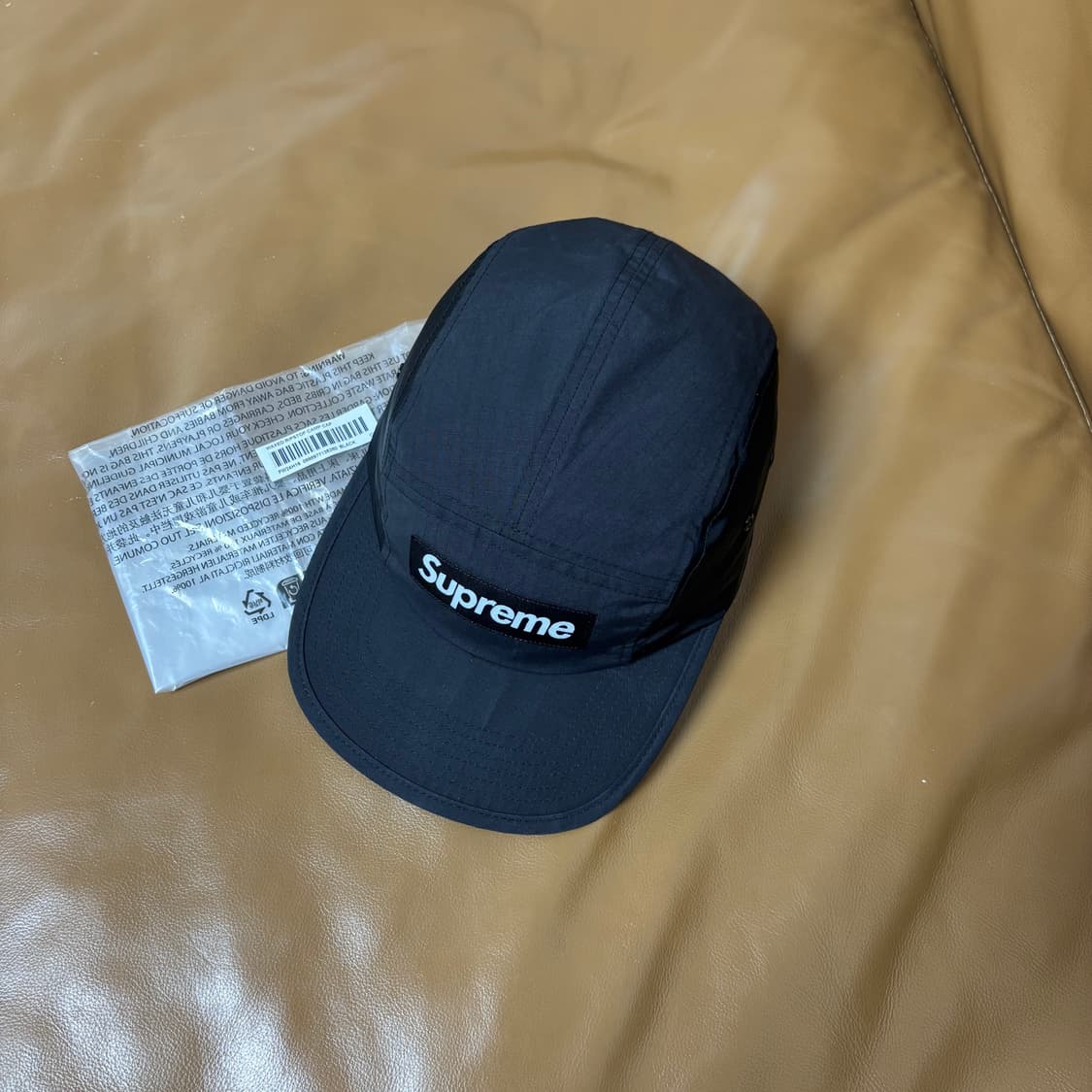 슈프림 캠프캡 모자 박스로고 왁스드 립스탑 블랙 상품이미지5
