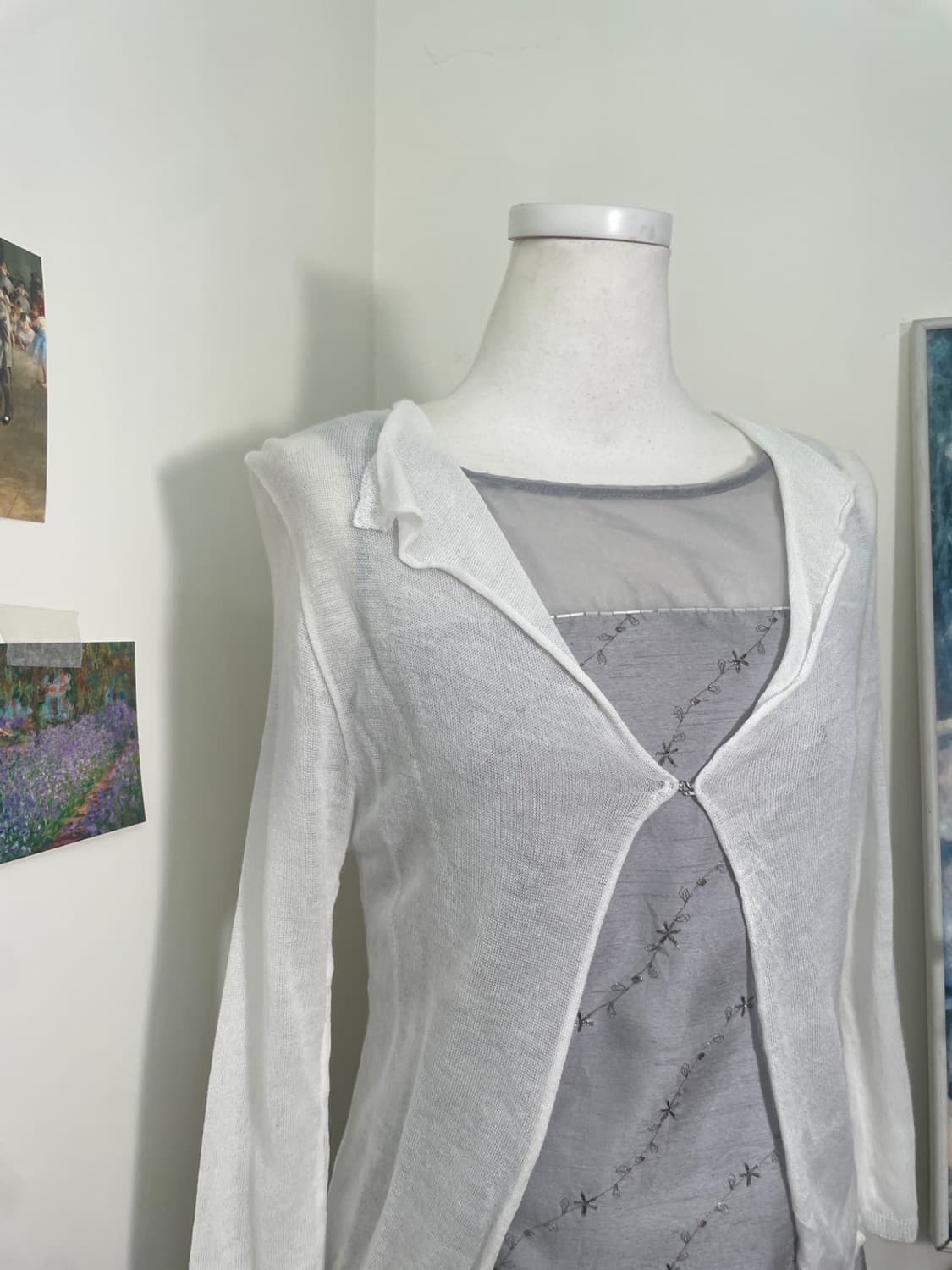white one-button summer cardigan 상품이미지5