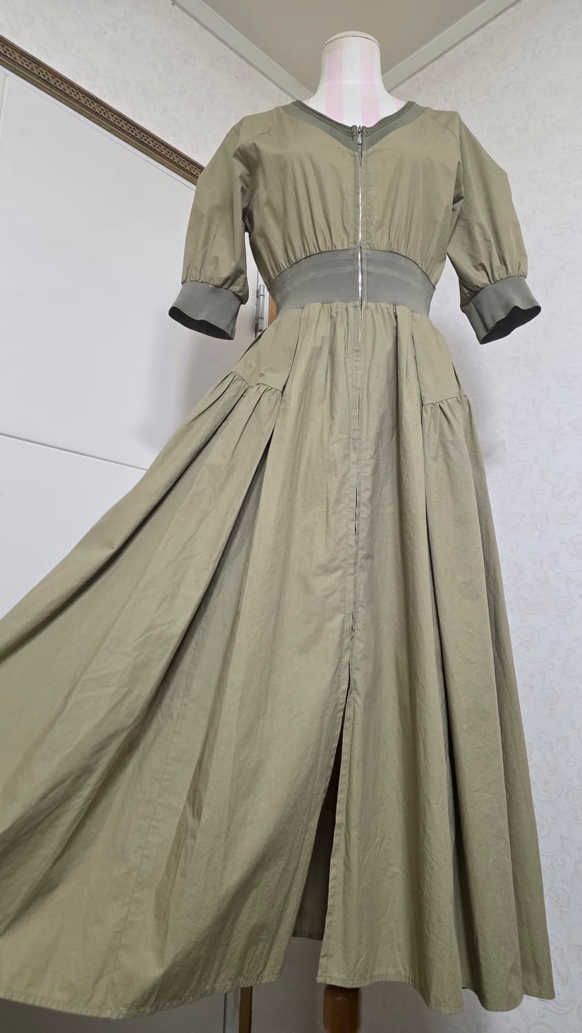 (55사이즈)한섬 타임 브이넥 밴딩 집업 롱원피스 상품이미지7