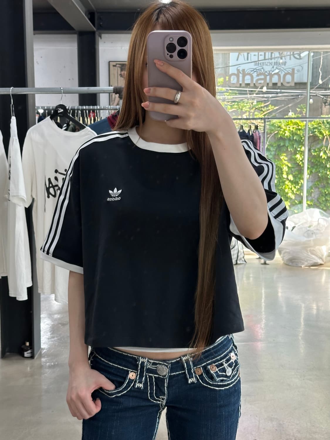 아디다스 트랙 루즈 크롭 링거반팔티 데드스탁 상품이미지1