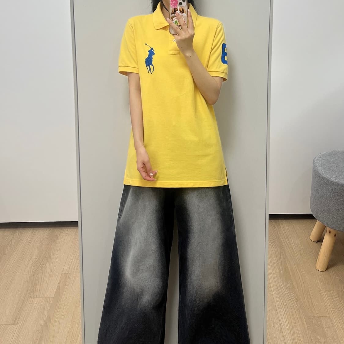 폴로 랄프로렌 빅포니 옐로우 카라 반팔 티셔츠 상품이미지1