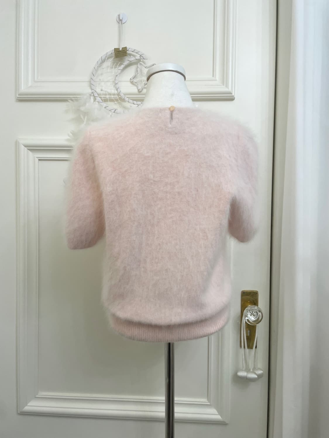 baby pink flower embroidery angora half 상품이미지3