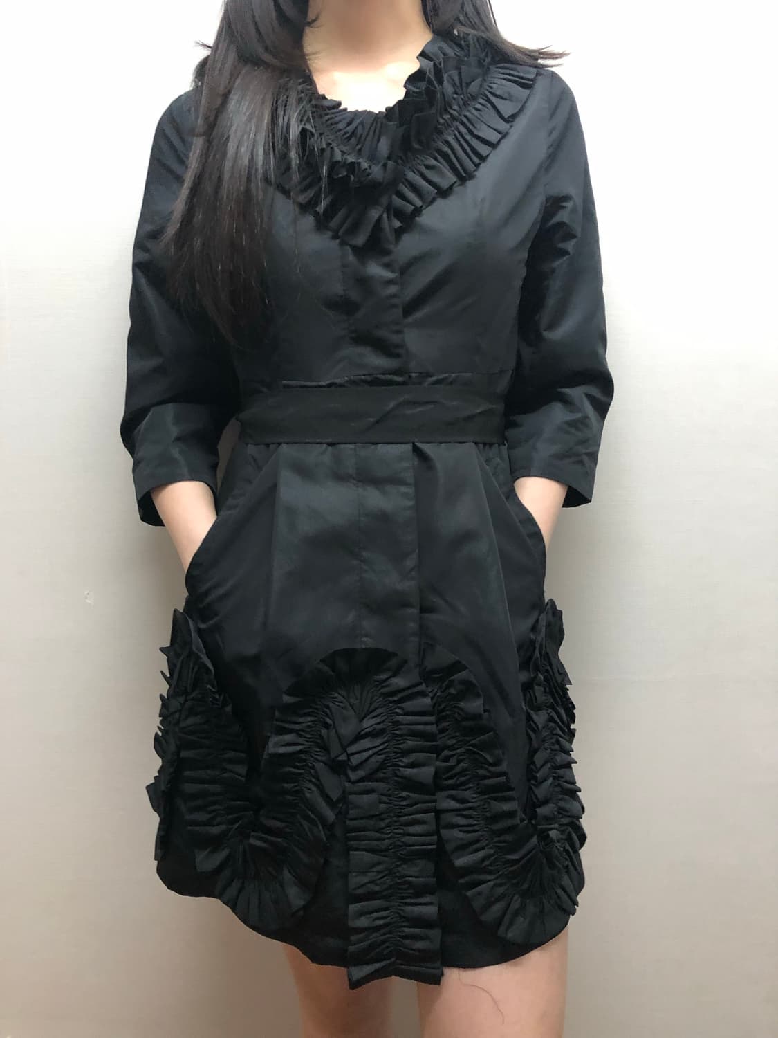 빈티지 블랙 프릴 미니 원피스 상품이미지5