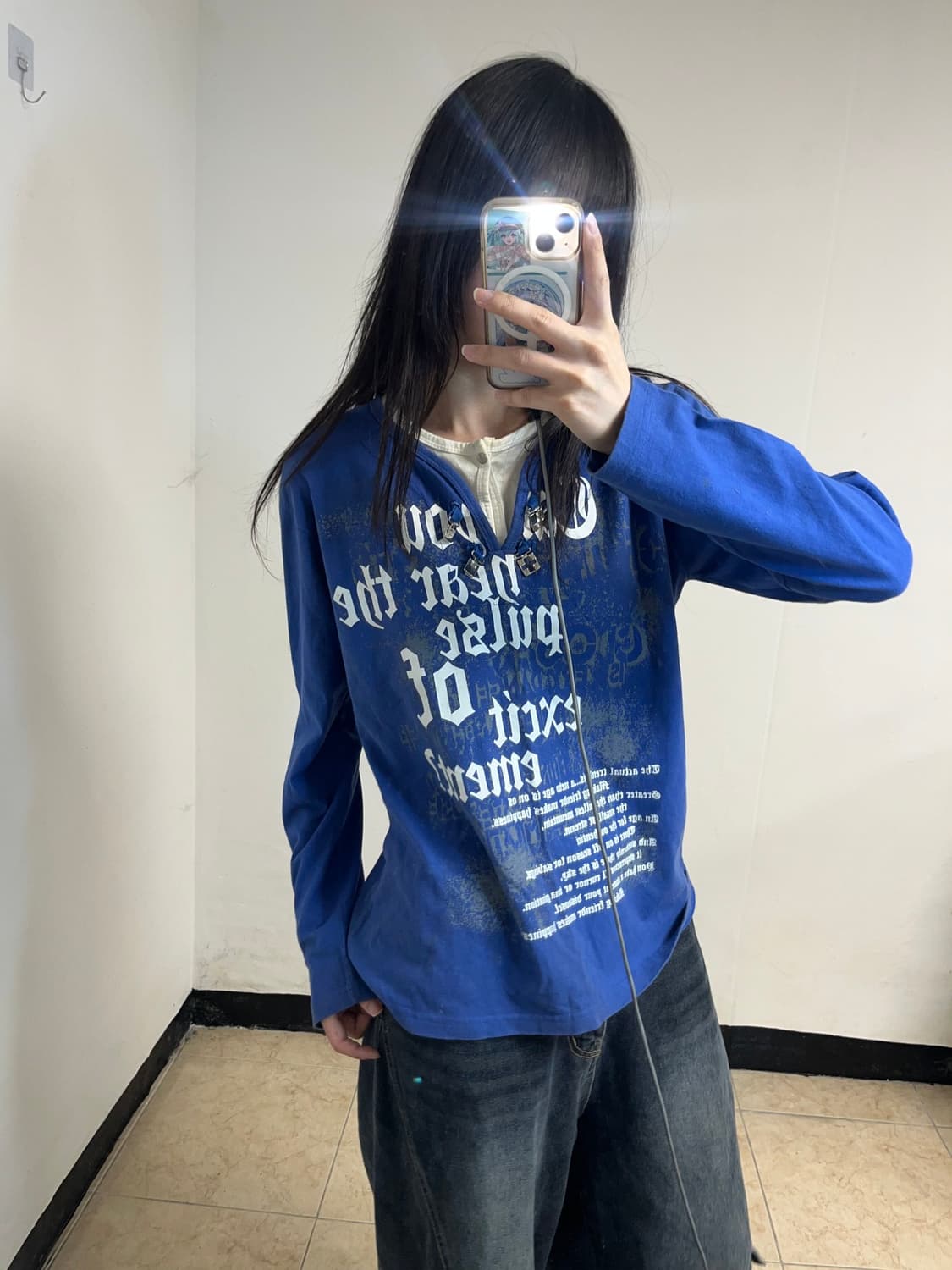 펑크 레터링 레이어드 롱슬리브 상품이미지2