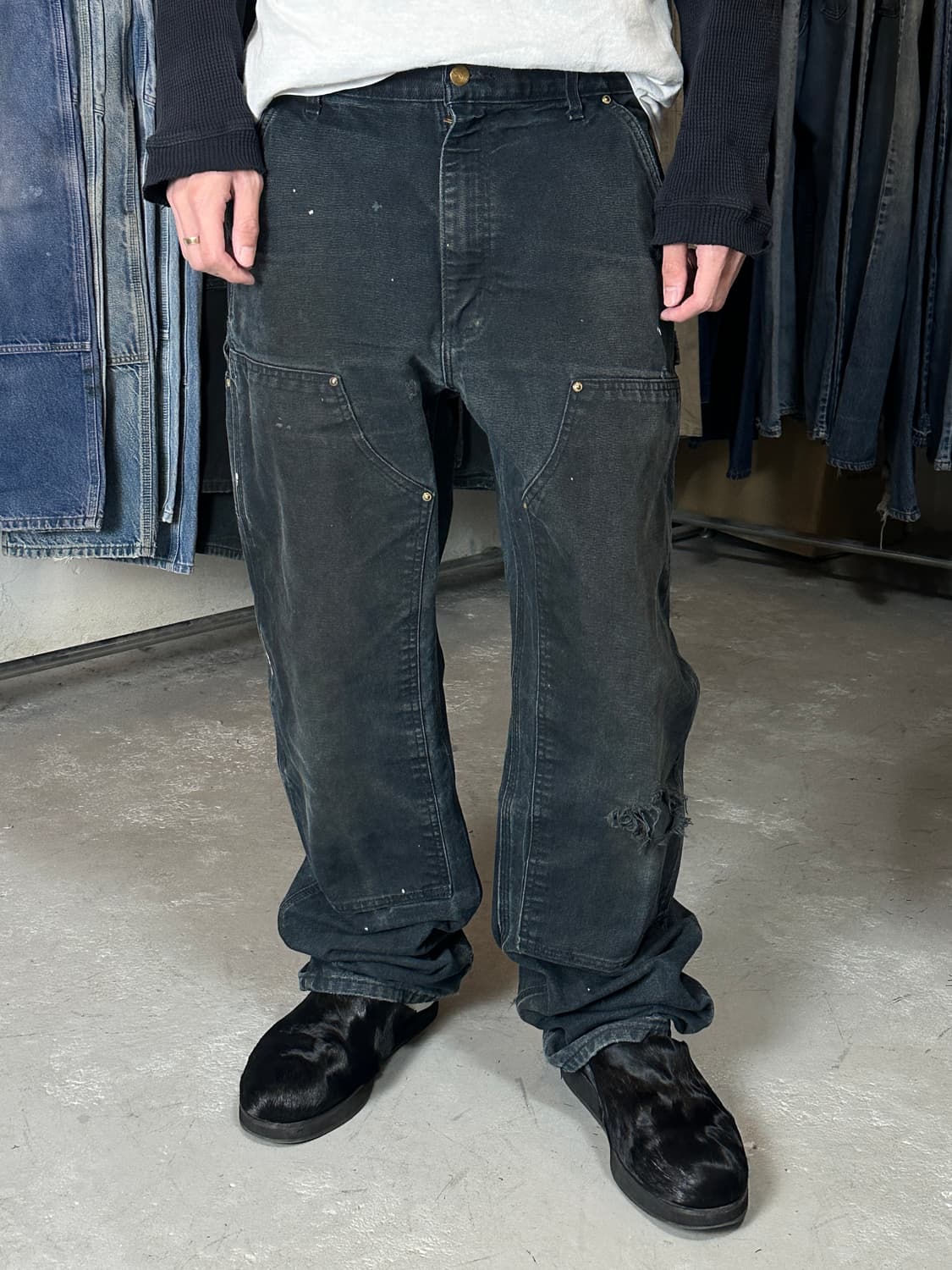 OG USA 칼하트 B01 더블니 블랙 칼하트 썩블니 워크팬츠 상품이미지1