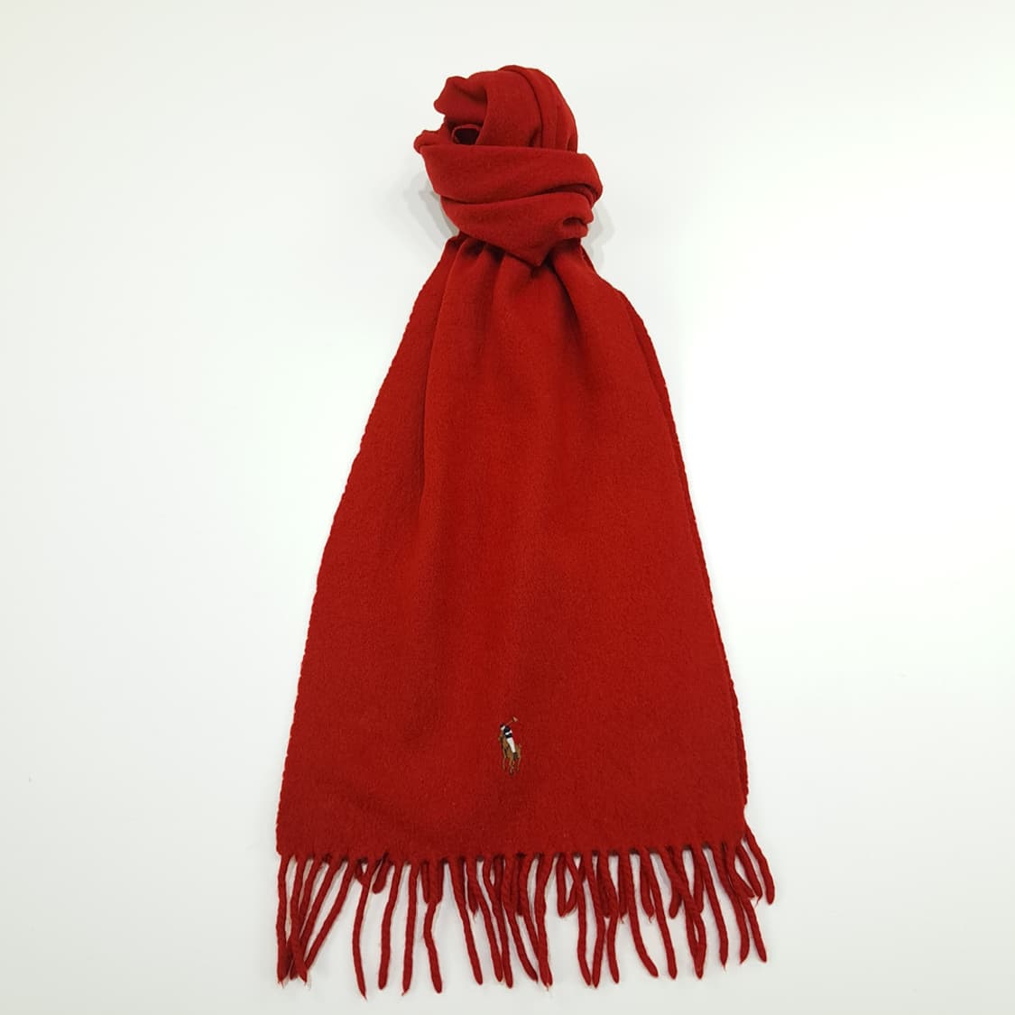 MX257 폴로 랄프로렌 레드 울 목도리 머플러 상품이미지1