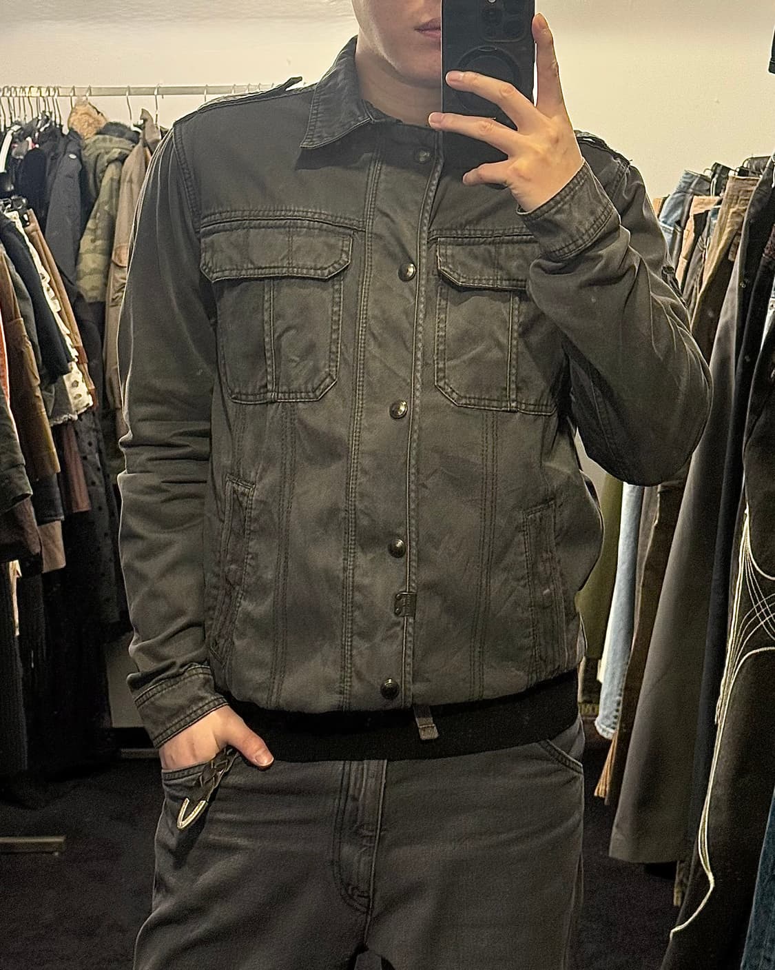 자라 보라색 워시드 워싱 스터드 찡 카라 집업 워크 셔츠 자켓 L 100 상품이미지2