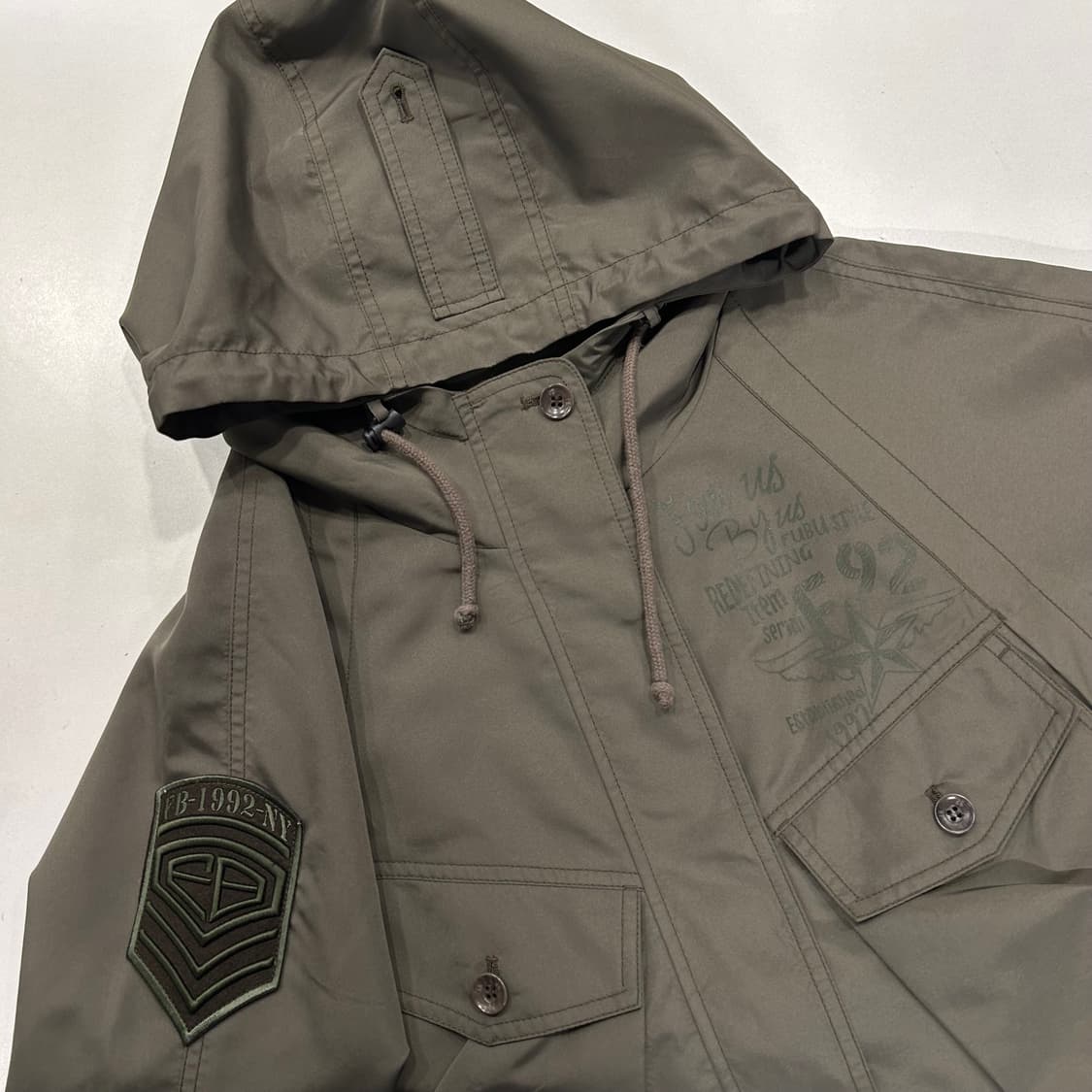 [S] 10s FUBU 후부 우먼 카키색 후드 숏 야상 점퍼 B211 상품이미지4