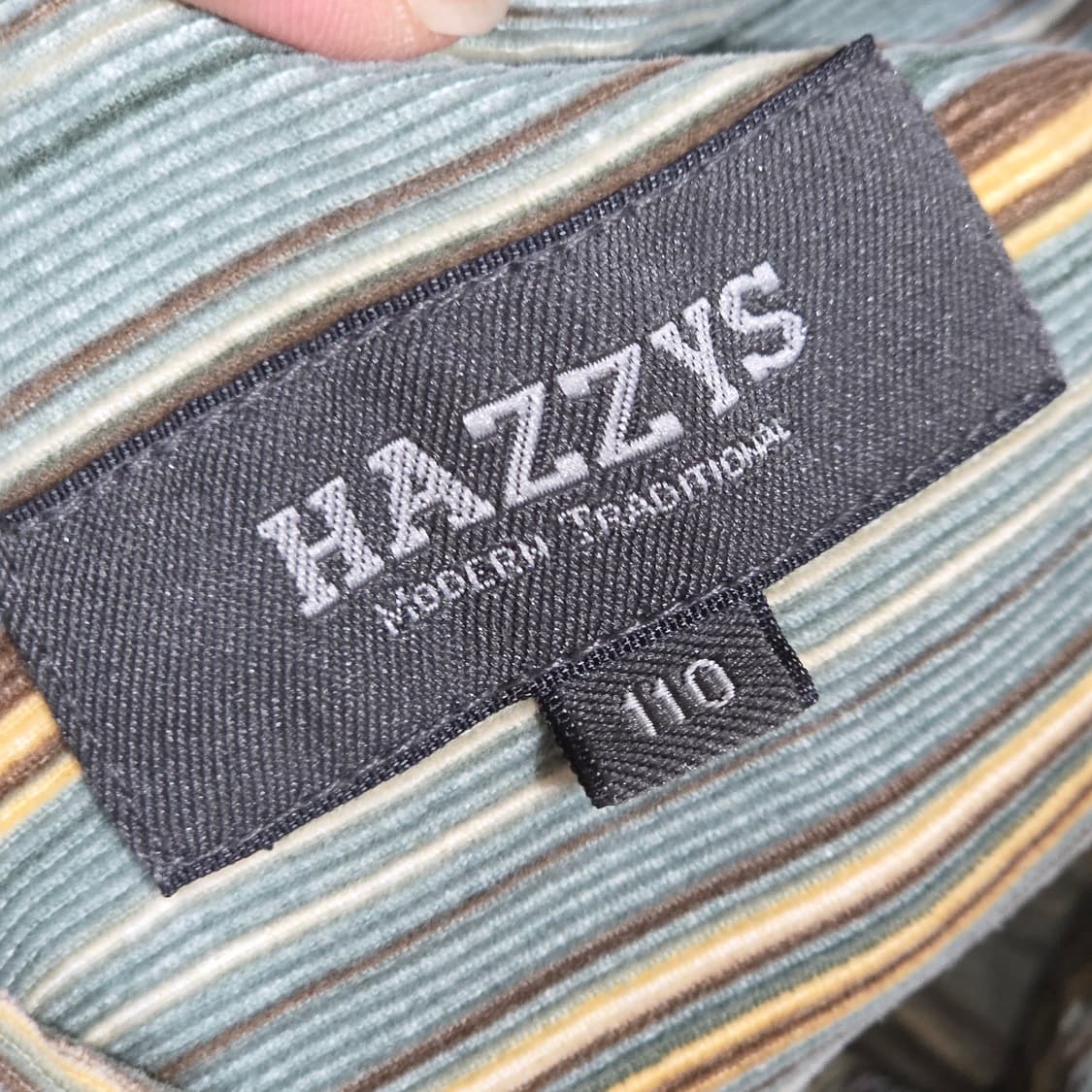 헤지스 그린 브라운 골덴 스트라이프 셔츠 상품이미지7