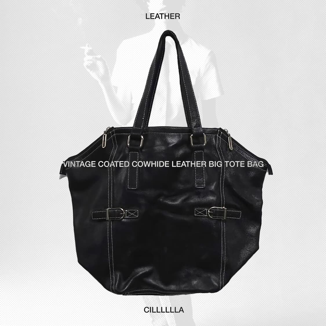 LEATHER 빈티지 코티드 카우레더 빅토트백 코팅 소가죽 토트백 상품이미지1