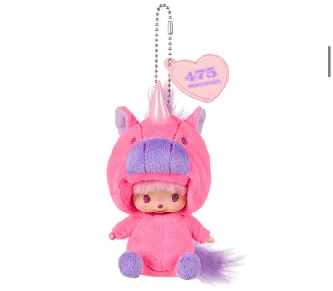 몬치치 x 시나코 베비치치 SS 빅 페이스 유니콘 키 체인 핑크 상품이미지1