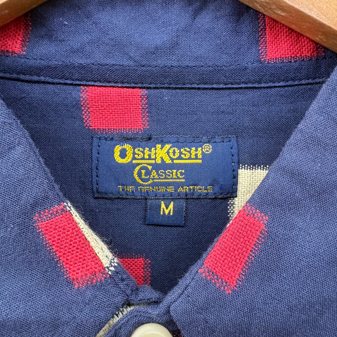 오시코시 네이비 스퀘어 패턴 긴팔 셔츠 남성 M 상품이미지4