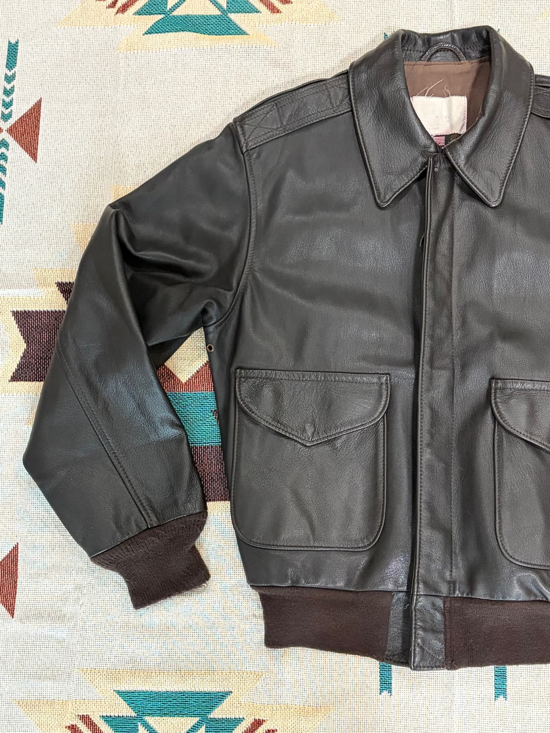 90s USA 쇼트 A2 레더자켓 상품이미지3