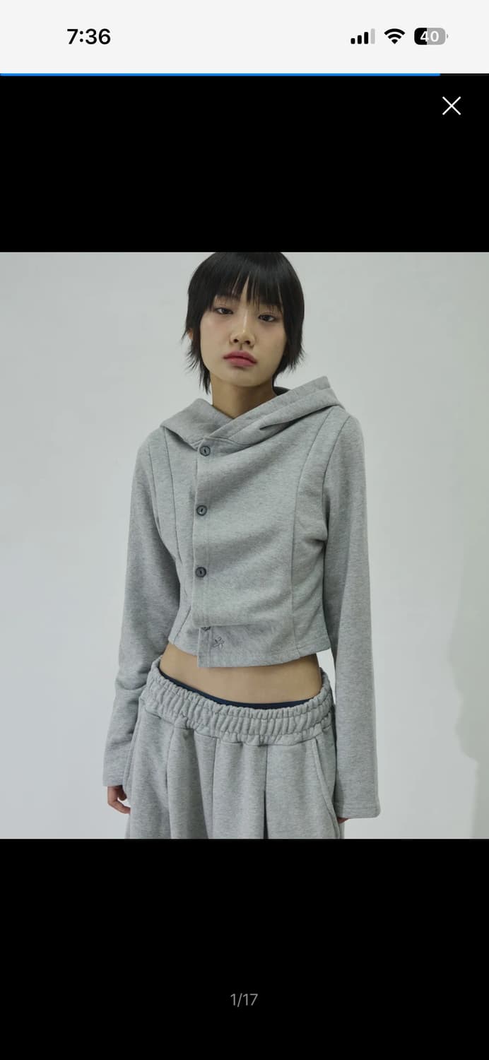 슬릭글로우 그레이 셔링 후드탑 상품이미지3