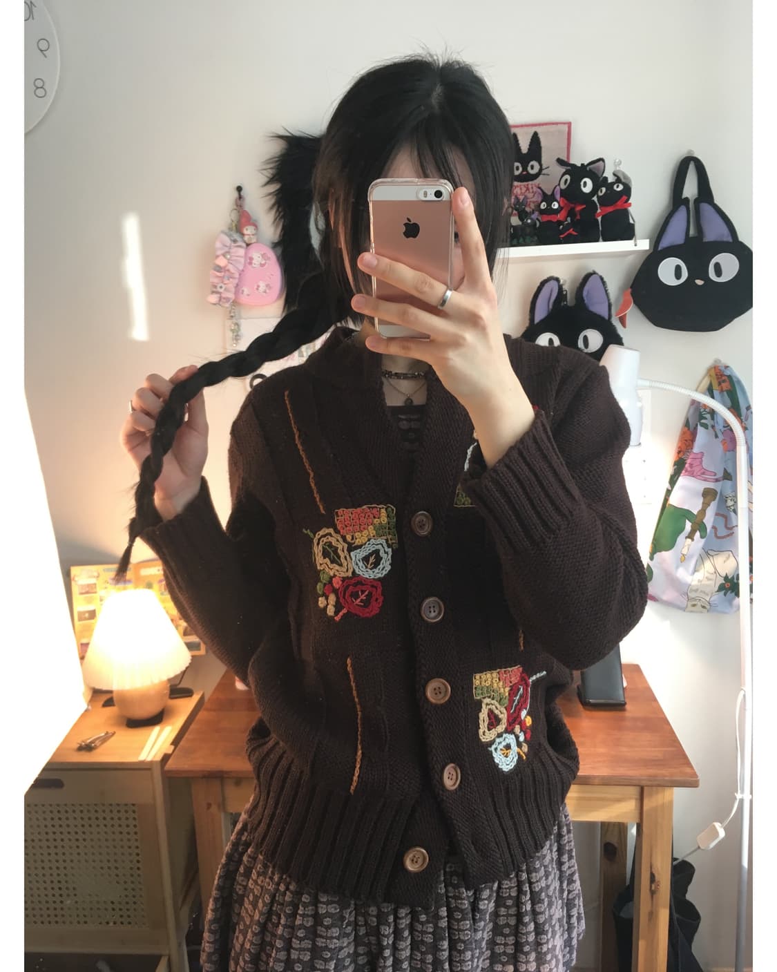 vintage floral knit cardigan brown 상품이미지2