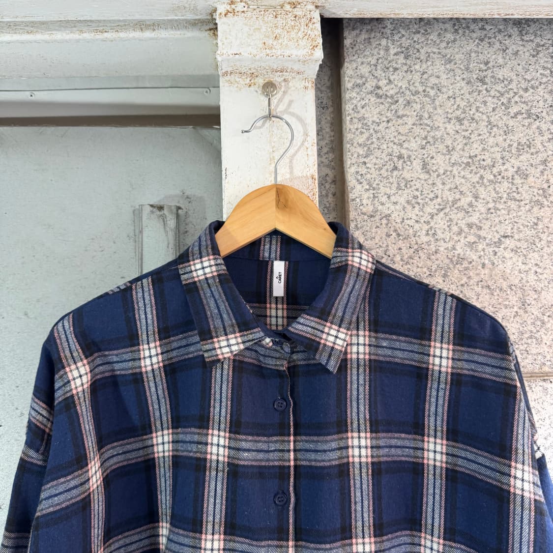 VTG 블루 체크 패턴 셔츠 상품이미지4