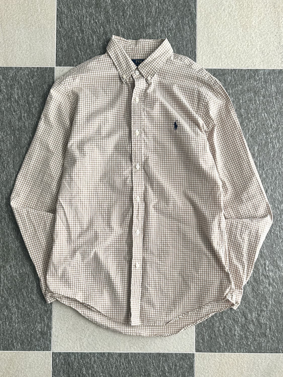 폴로 랄프로렌 베이지 깅엄체크 셔츠  상품이미지5