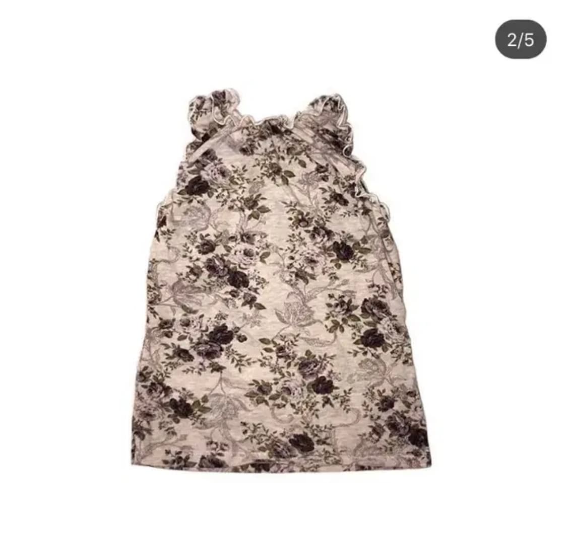 빈티지 플라워 프릴 나시  상품이미지4