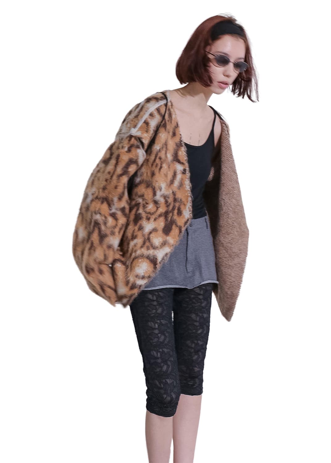 [F]퍼버즈 25fw Wide Slit 가디건/브라운 레오파드 상품이미지4