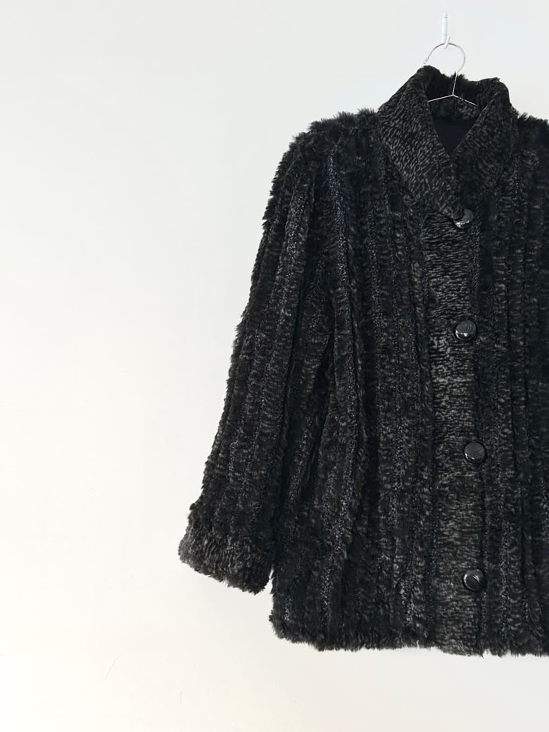 Pannel detail fur jacket / charcoal 상품이미지2