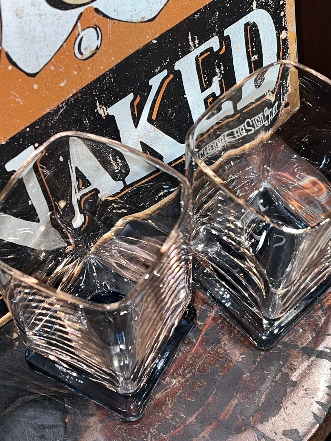 70s Disaronno Pink&Blue bar Glass 상품이미지8