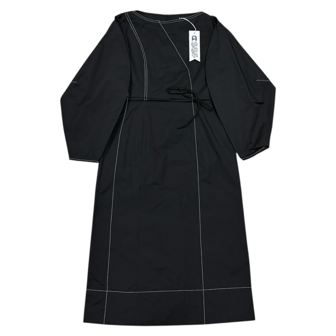 아이아이 스티치 퍼프 맥시 드레스 원피스 블랙 상품이미지1